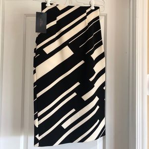 Zara Black & White Geometric Pencil Skirt